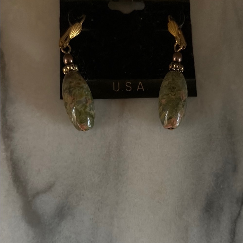Green and Gold Statement Earrings